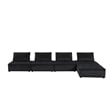 Lilola Home Anna Velvet 5 Piece Sectional Sofa with Tufted Seat in Black