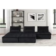 Lilola Home Anna Velvet 5 Piece Sectional Sofa with Tufted Seat in Black