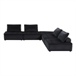 Lilola Home Anna Velvet 5 Piece Sectional Sofa with Tufted Seat in Black