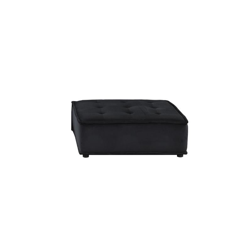 Lilola Home Anna Velvet 6-Seater U-Shape Modular Sectional Sofa in Black Finish