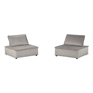 Lilola Home Anna Velvet Armless Lounge Chair in Light Gray Set of 2