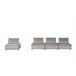 Lilola Home Anna Velvet 4-Seater Modular Sofa with Tufted Seat in Light Gray