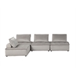 Lilola Home Anna Velvet 4-Seater Modular Sofa with Tufted Seat in Light Gray