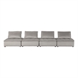 Lilola Home Anna Velvet 4-Seater Modular Sofa with Tufted Seat in Light Gray