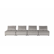 Lilola Home Anna Velvet 4 Pc Sectional Sofa with Tufted Seat in Light Gray