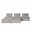 Lilola Home Anna Velvet 5 Pc Sectional Sofa Ottoman in Light Gray