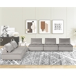Lilola Home Anna Velvet 5 Pc Sectional Sofa with Tufted Seat in Light Gray