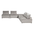 Lilola Home Anna Velvet 5 Pc Sectional Sofa with Tufted Seat in Light Gray