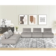 Lilola Home Anna Velvet 5 Pc Sofa and Loveseat with Tufted Seat in Light Gray