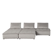 Lilola Home Anna Velvet 5 Pc Sofa and Loveseat with Tufted Seat in Light Gray
