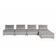 Lilola Home Anna Velvet 5 Pc Sofa and Loveseat with Tufted Seat in Light Gray