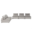 Lilola Home Anna Velvet 5 Pc Sectional Sofa Ottoman w/ Tufted Seat in Light Gray