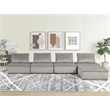 Lilola Home Anna Velvet 5 Pc Sectional Sofa Ottoman w/ Tufted Seat in Light Gray