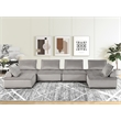 Lilola Home Anna Velvet 6-Seater U-Shape Modular Sectional Sofa in Light Gray