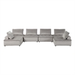 Lilola Home Anna Velvet 6-Seater U-Shape Modular Sectional Sofa in Light Gray