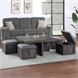 Moseberg Brown Rustic Wood Coffee Table with Storage Stools