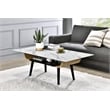 Landon Coffee Table with Glass White Marble Texture Top and Bent Wood Design