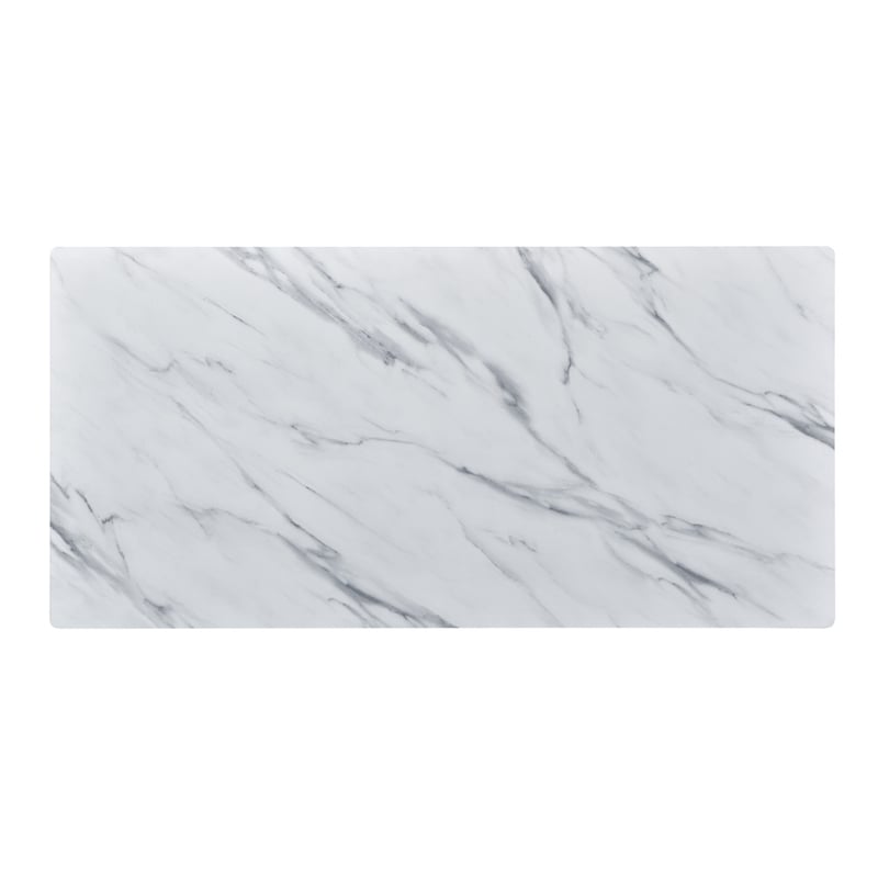 Landon Coffee Table with Glass White Marble Texture Top and Bent Wood Design