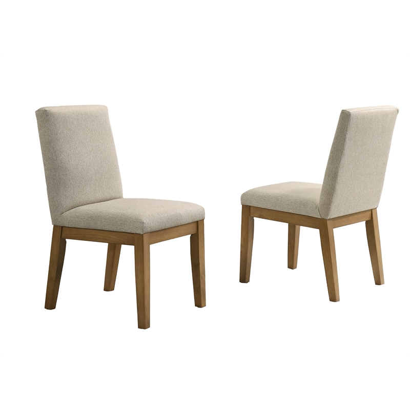 Jasper Set of 2 Driftwood Finish Contemporary Beige Fabric Dining Chair