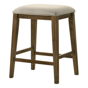 Sasha Walnut Wood Counter Height Stool with Upholstered Seat