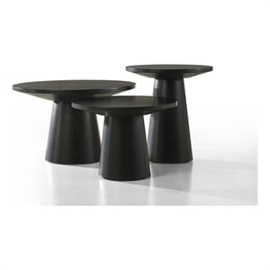 jasper ebony black wood 3-pc coffee end & console table set with pedestal base