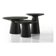 Jasper Ebony Black Wood 3-PC Coffee End & Console Table Set with Pedestal Base