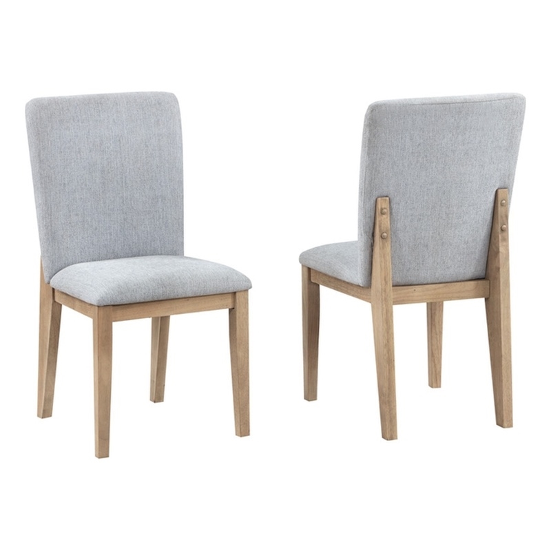 Caspian Set of 2 Gray Linen Fabric and Oak Finish Dining Chair