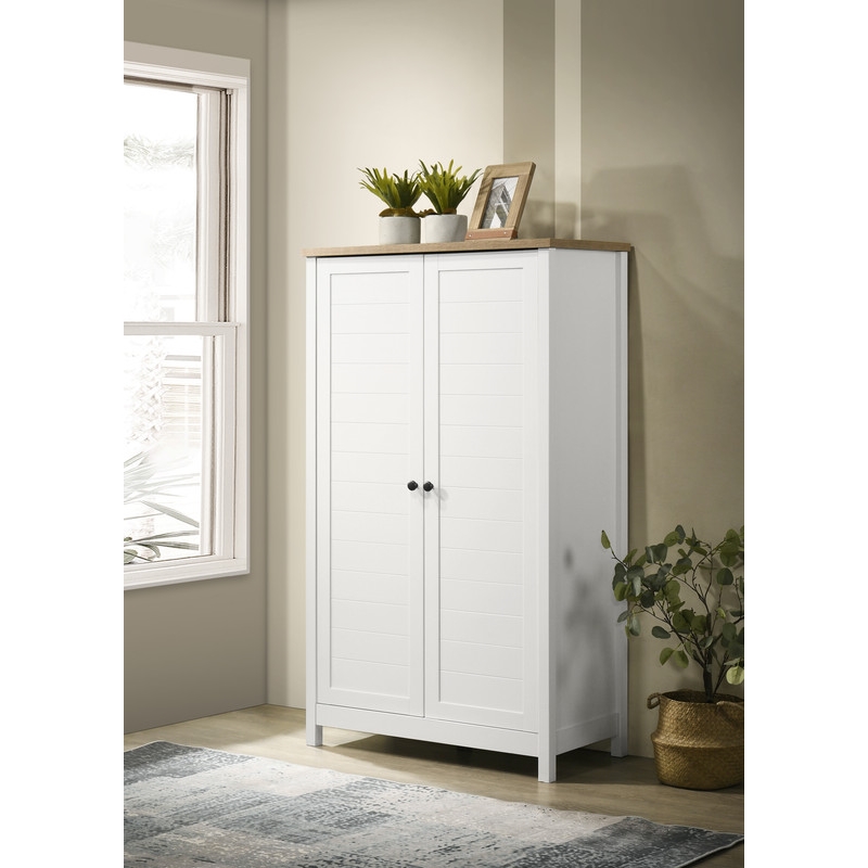 Lilola Home Claire 2-Door Engineered Wood Storage Cabinet in White