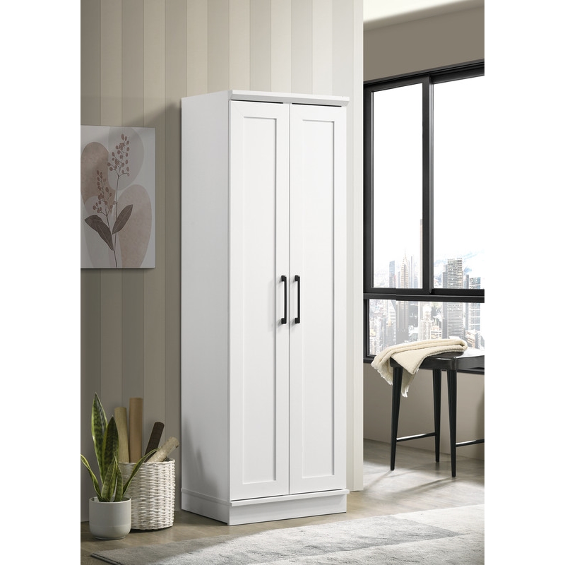 Lilola Home Evelyn 2-Door Engineered Wood Storage Cabinet in White