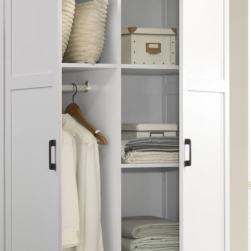 Aubree White Engineered Wood Wardrobe Cabinet Armoire with Drawers