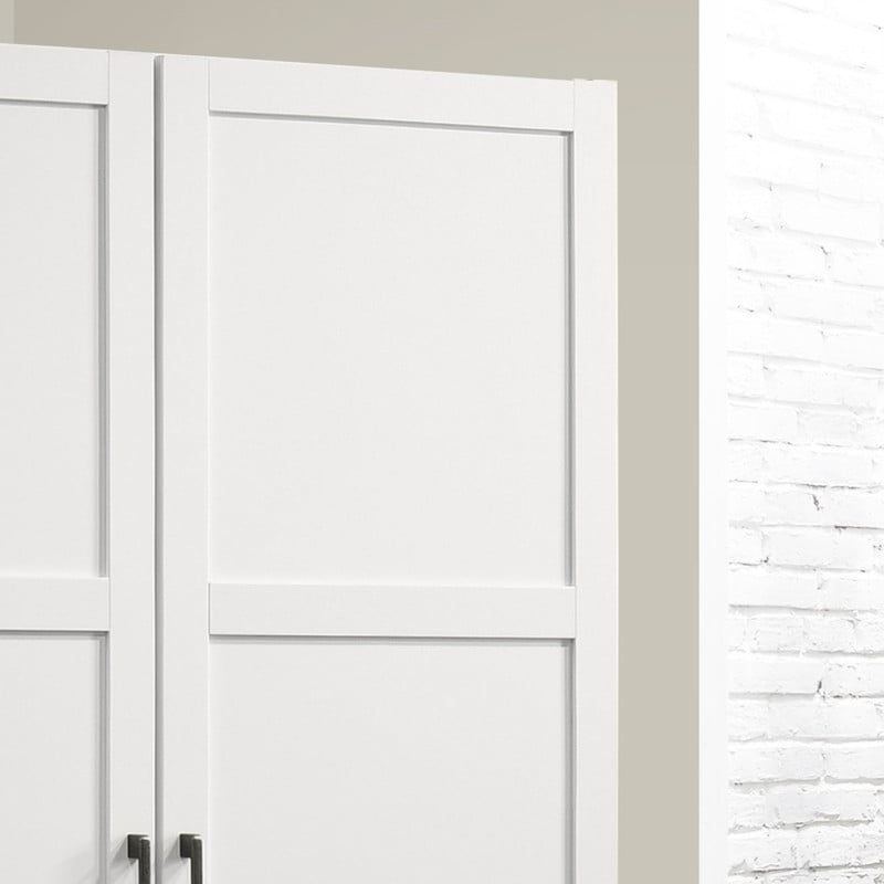 Aubree White Engineered Wood Wardrobe Cabinet Armoire with Drawers