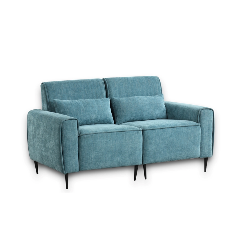 Valentina Blue Chenille Sofa Loveseat Chair Living Room Set
