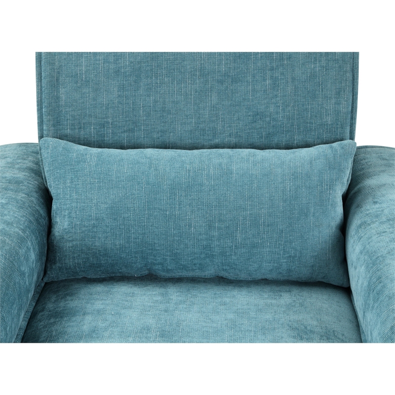 Valentina Blue Chenille Sofa with Metal Legs and Throw Pillows
