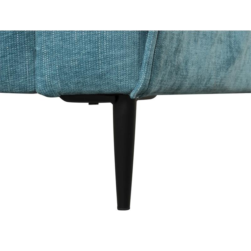 Valentina Blue Chenille Sofa with Metal Legs and Throw Pillows