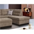 Diego Brown Fabric Sectional Right Facing Chaise Storage Ottoman 2 Throw Pillows