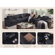 Celine Dark Gray Chenille Fabric Sectional Chaise Cupholders Charging Ports
