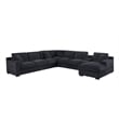 Celine Dark Gray Chenille Fabric Sectional Chaise Cupholders Charging Ports