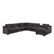 Celine Gray Chenille Fabric Sectional Rt-Facing Chaise Cupholders Charging Ports