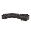Celine Gray Chenille Fabric Sectional Rt-Facing Chaise Cupholders Charging Ports