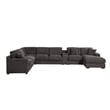 Celine Gray Chenille Fabric Sectional Rt-Facing Chaise Cupholders Charging Ports