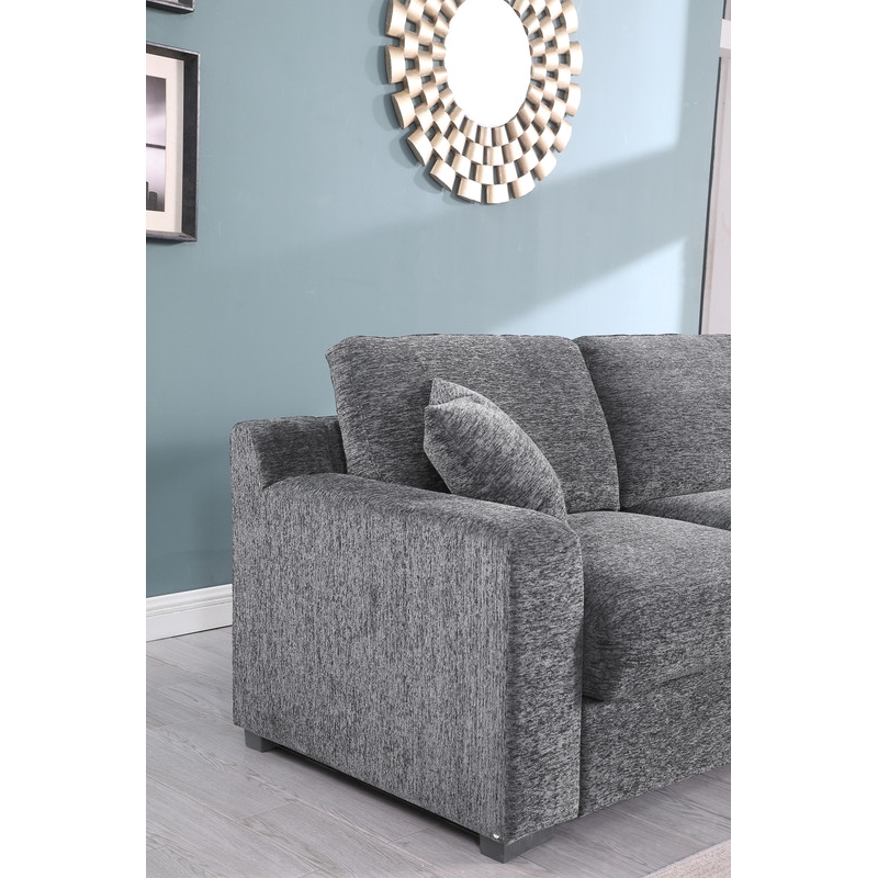 Celine Light Gray Chenille Sectional Rt-Facing Chaise Cupholders Charging Ports