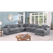Celine Light Gray Chenille Sectional Rt-Facing Chaise Cupholders Charging Ports