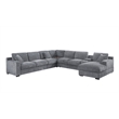 Celine Light Gray Chenille Sectional Rt-Facing Chaise Cupholders Charging Ports