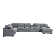 Celine Light Gray Chenille Sectional Rt-Facing Chaise Cupholders Charging Ports