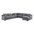 Celine Light Gray Chenille Sectional Rt-Facing Chaise Cupholders Charging Ports