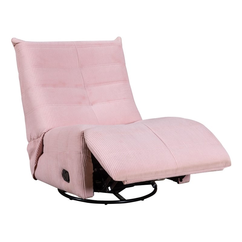 Georgena Pink Corduroy Fabric Swivel Glider Recliner