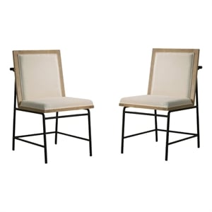 Torrance Set of 2 Oak Finish Wood Dining Chairs with Metal Legs