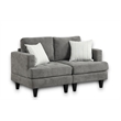 Callaway Gray Chenille Sofa Loveseat Chair Living Room Set with Throw Pillows