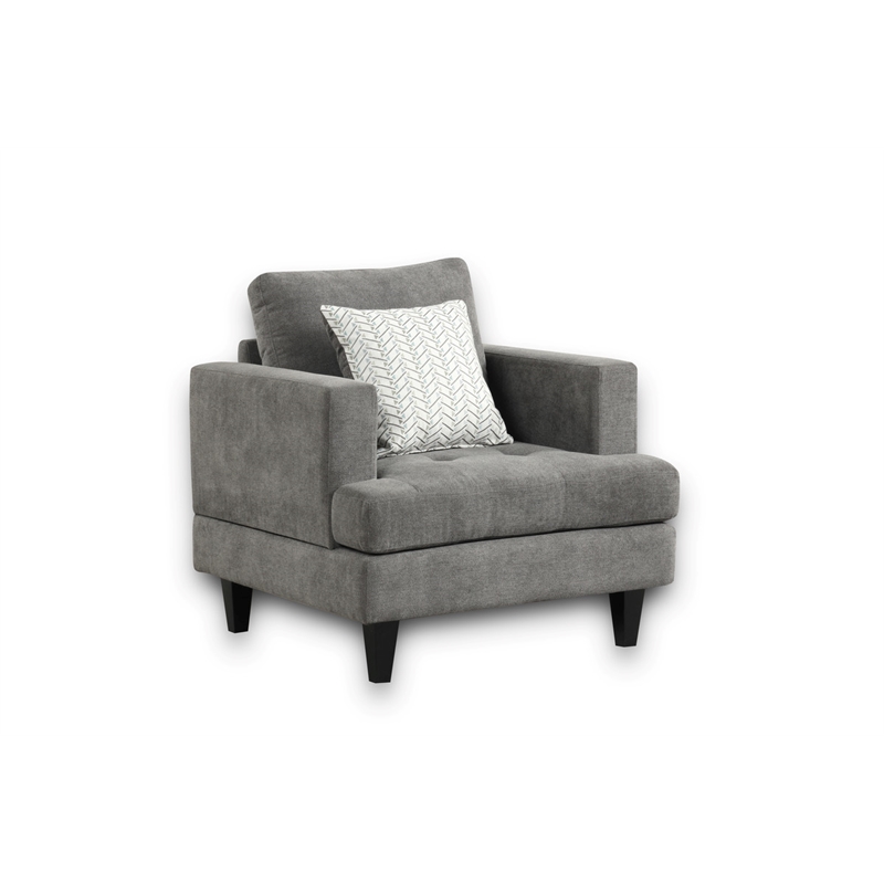 Callaway Gray Chenille Sofa Loveseat Chair Living Room Set with Throw Pillows