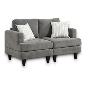 Callaway Gray Chenille Loveseat with Throw Pillows